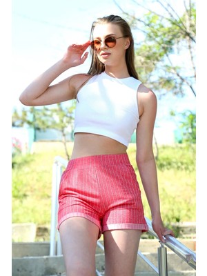 Alfa Aksesuar 03 Moda Şort Crop Kırmızı Takım Beruflic
