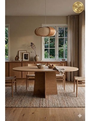 Mobilyacın Oval Salon Yemek Masası Mantar Tek AYAK-160X90-AFRIKA Ceviz