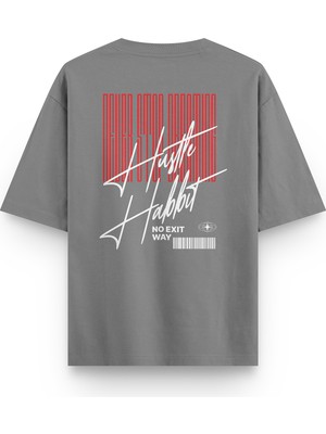 Overoz Never Stop Sırt Baskılı Yarı Oversize Unisex Tshirt 1292