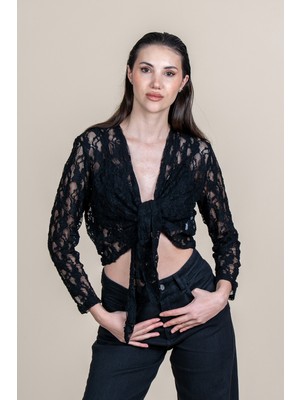 MissVina Bağlamalı Tül Dantel Bluz 70068