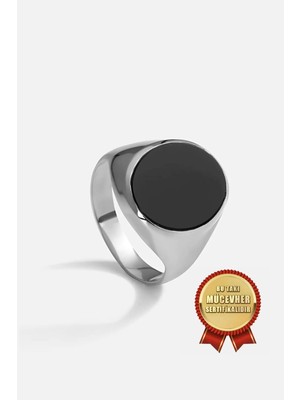 Meks Jewels Mikron Altın Kaplama 925 Ayar Gümüş Oniks Taşlı Erkek Yüzük