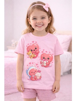 %100 Pamuklu Kalpli  Baskılı  Çocuk T-Shirt