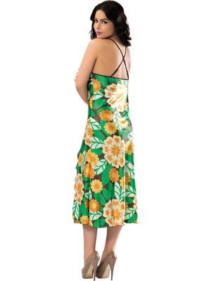 Alfa Aksesuar 03 Giyim Yeşil Yırtmaçlı Saten Gecelil - 082 Beruflic