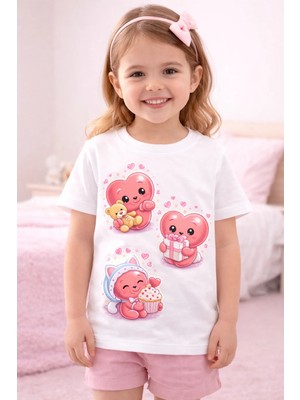 %100 Pamuklu Kalpli  Baskılı  Çocuk T-Shirt