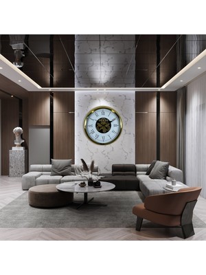 Venüs Shopping Luxury Gold 60 cm Çarklı Duvar Saati