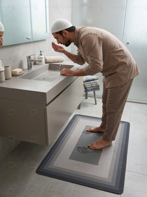 MAİN SHOP 2 Adet Şık Tasarım Su Emici Banyo Lavabo Abdest Paspası Kaymaz Tabanlı Kare Paspas 38X58 cm M-60