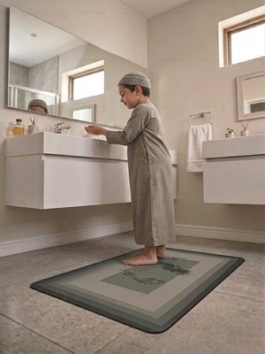 2 Adet Kare Sihirli Su Emici Banyo Paspası Kaymaz Tabanlı Abdest Paspası 38X58 cm M-60