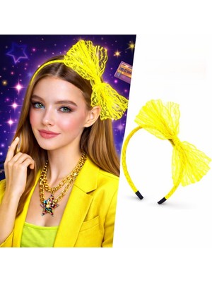 Venüs Shopping 80’ler 90’lar Neon Sarı Dantel Taç Fiyonklu