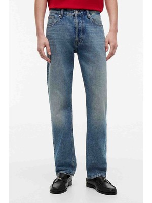 Tommy Hilfiger Erkek Normal Bel Düz Paça Jean Pantolon - Mavi