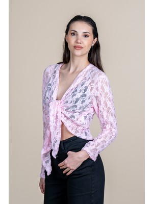 MissVina Bağlamalı Tül Dantel Bluz 70068