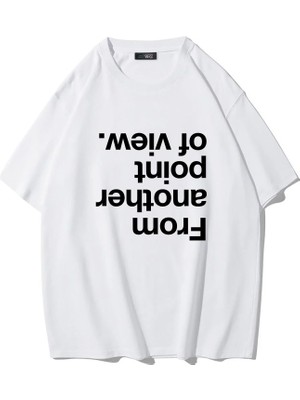 Brz Collection Unisex Oversize From Another Point Of View T-Shirt (Beyaz)