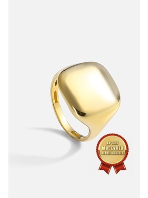 Meks Jewels Mikron Altın Kaplama 925 Ayar Gümüş Yastık Yüzük