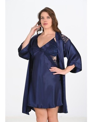 Alfa Aksesuar 03 Giyim 2'li Lacivert Sabahlık Takımı Bigsize 6208 Beruflic