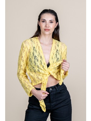 MissVina Bağlamalı Tül Dantel Bluz 70068