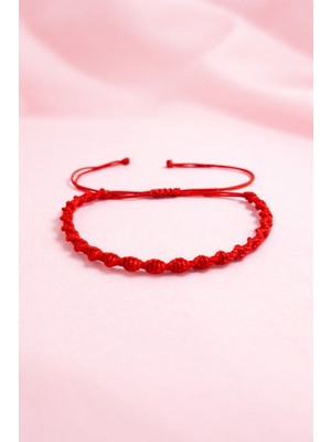 Crystal Atelier Unisex Kırmızı Makrome Örgü Asansörlü Ayarlanabilir Bileklik, Spiral Makrome Örgü Ip Bileklik, Makrome Bileklik, Örgü Bileklik, Ip Bileklik, Spiral Makrome Örgü Bileklik