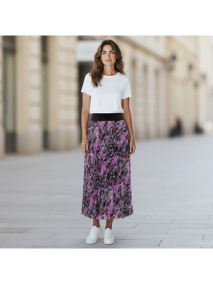 Eren Style Şifon Içi Astarlı Beli Lastikli Etek(95 Cm)-(38-52)