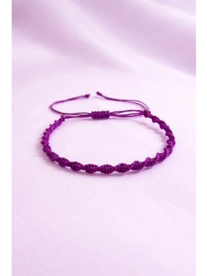 Crystal Atelier Mor Spiral Makrome Örgü İp Bileklik, Suya Dayanıklı Makrome Bileklik, Asansörlü Ayarlanabilir El Yapımı Unisex Bileklik, Makrome Bileklik, Örgü Bileklik, İp Bileklik, Hediye Bileklik