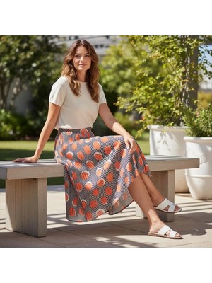 Eren Style Şifon Içi Astarlı Beli Lastikli Etek(95 Cm)-(38-52)