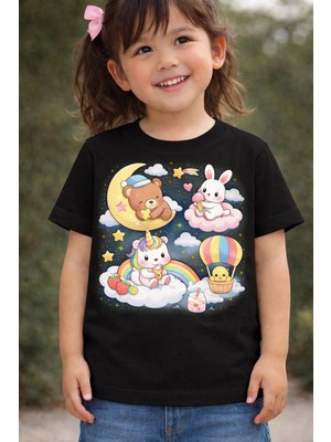 %100 Pamuklu  Masal Bulutu Baskılı  Çocuk T-Shirt