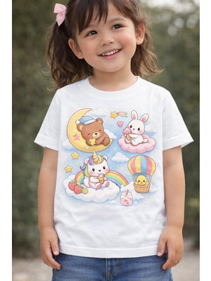 %100 Pamuklu  Masal Bulutu Baskılı  Çocuk T-Shirt