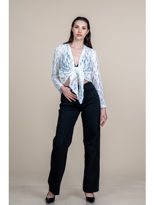 MissVina Bağlamalı Tül Dantel Bluz 70068
