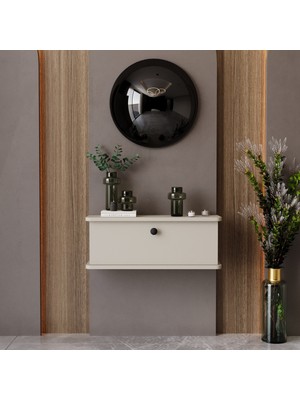 Feyza Design Bej Renkli Mdf Kapaklı Oval Kenar Dresuar