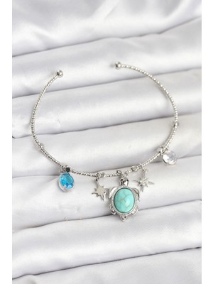 Venüs Shopping Caretta Caretta Charmlı Gümüş Renk Kadın Bileklik - TJ-BB8034