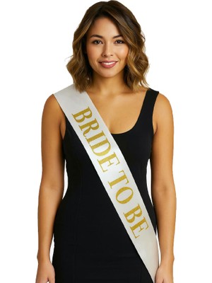 Venüs Shopping Beyaz Saten Üzerine Kalın Altın Yazılı Bride To Be Kuşağı
