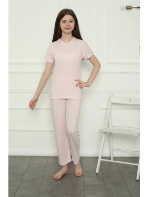 Alfa Aksesuar 03 Moda Kız Çocuk Penye Pijama Takım Pembe Beruflic