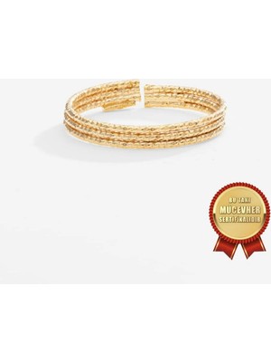 Meks Jewels Mikron Altın Kaplama 925 Ayar Gümüş Italyan Argento Milano Üçlü Acur Yüzük