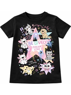 %100 Pamuklu Hayal Yıldızı  Tasarımlı Çocuk T-Shirt