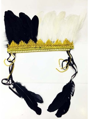 Venüs Shopping Siyah Beyaz Renk Tüylü Kızılderili Başlığı | Taraftar Başlığı