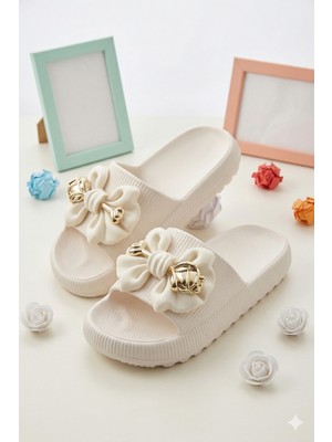 Nmoda Kız Çocuk Günlük Kullanıma Uygun Fiyonk Süslemeli Eva Terlik