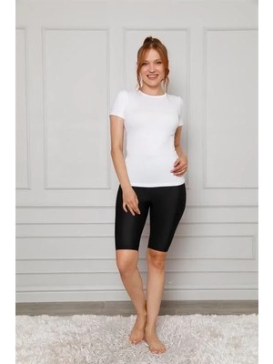 Alfa Aksesuar 03 Moda Microfiber Diz Üstü Tayt Siyah Beruflic