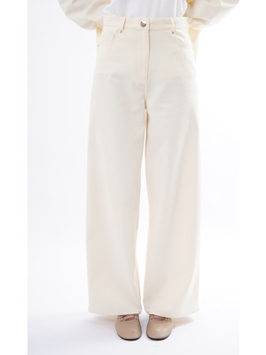 Ceremony Bol Paça Denim Pantolon 350 Ekru