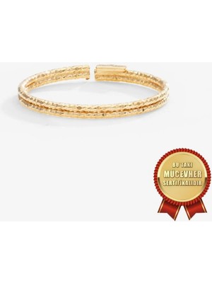 Meks Jewels Mikron Altın Kaplama 925 Ayar Gümüş Italyan Argento Milano Ikili Acur Yüzük