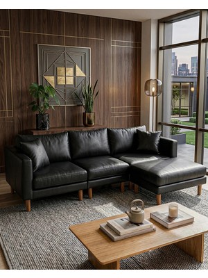 Velura Home & Living Armin Akıllı Köşe Koltuk Takımı & Modern Modüler Yataklı Köşe Takımı - Suni Deri