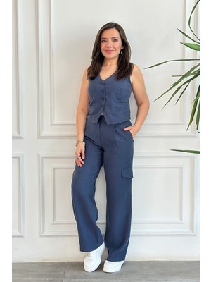 Ikili Pantolon Yelek Tensel Takım