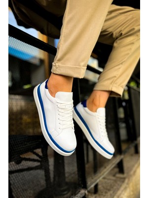CH979 - Santoni Gbt Spor Erkek Ayakkabı Beyaz/mavi