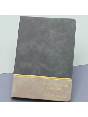Venüs Shopping Öğretmenler Günü Hediyesi Yazılı Deri Defter Gri
