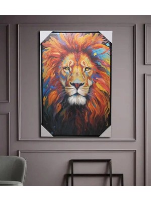 Venüs Shopping Duvara Asmalı Yağlı Boya Pano, 90X60 cm Aslan Figürlü Dekoratif Duvar Panosu