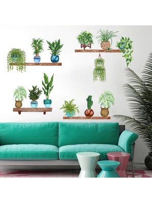 Venüs Shopping Raflı Saksılı Çiçek Tasarımlı Yapışkanlı Sticker MC-480B
