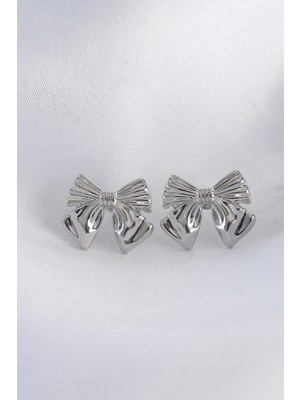 Venüs Shopping Pirinç Gümüş Renk Fiyonk Küpe - TJ-BKP8943