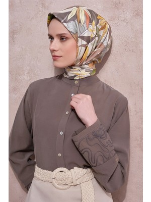 Armine Kolları Nakışlı Tunik Haki