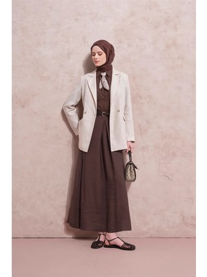Armine Kemer Detaylı Etek Kakao