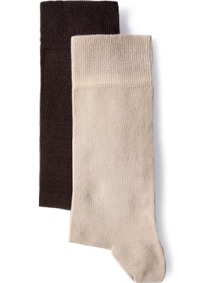 Kiğılı 2'li Pamuklu Likralı Esnek Düz Çorap Seti