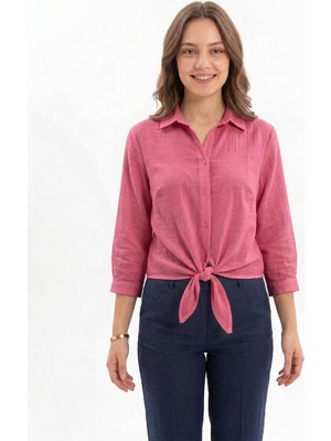 Müslin Kadın Crop Düğmeli Gömlek