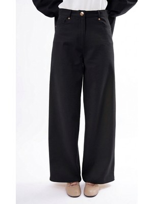 Ceremony Bol Paça Denim Pantolon 350 Siyah