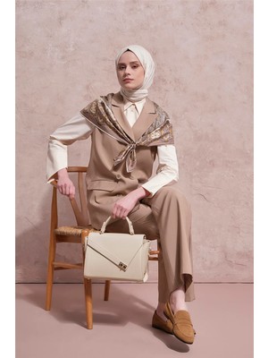 Armine Uzun Yelekli Takım Vizon