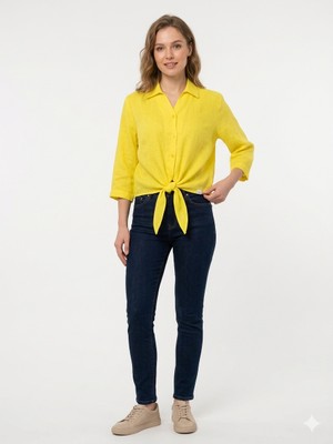 Müslin Kadın Crop Düğmeli Gömlek